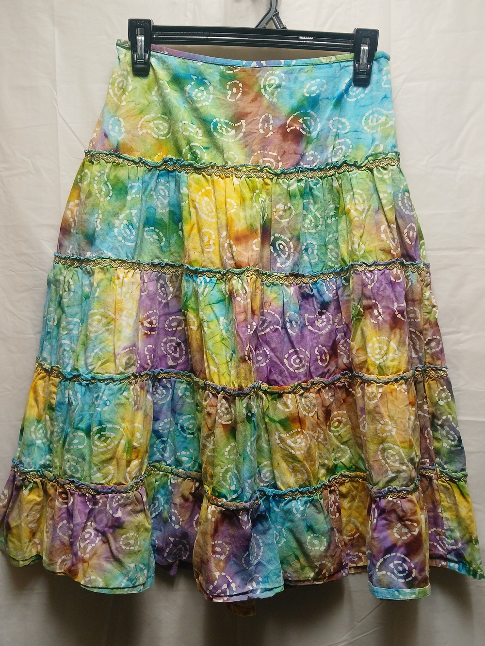 MetroStyle Tie-Dye Tiered Boho Skirt - Multicolor